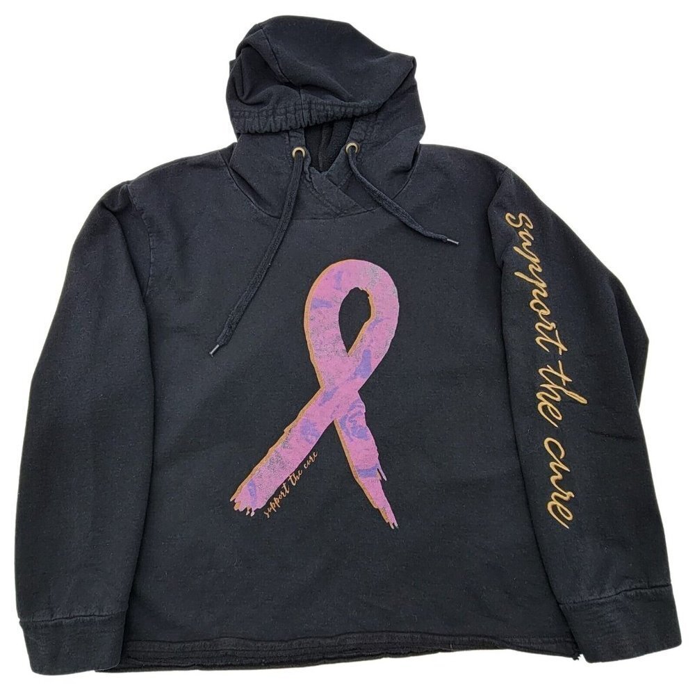 Live Breathe Fight Womens L Hoodie Cancer Awareness Support The Cure Pink Ribbon